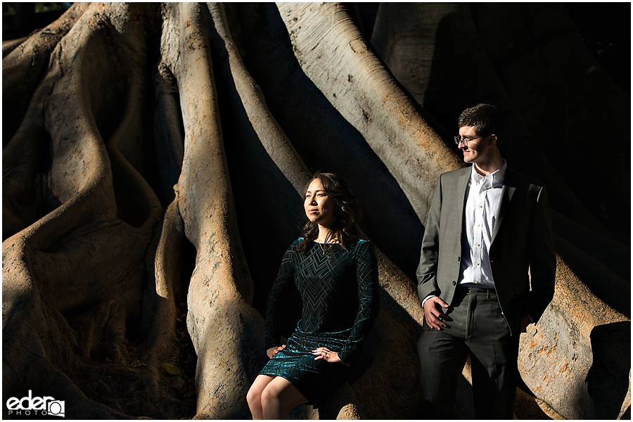 Portrait on Giant tree in Balboa Park