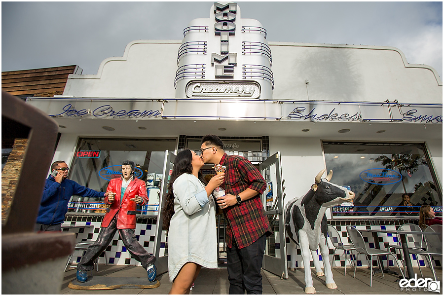 Coronado Engagement Session at Mootime kissing