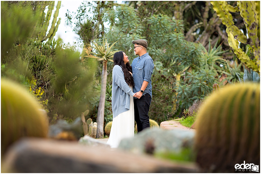 Balboa Park Engagement Session in Cactus Garden.