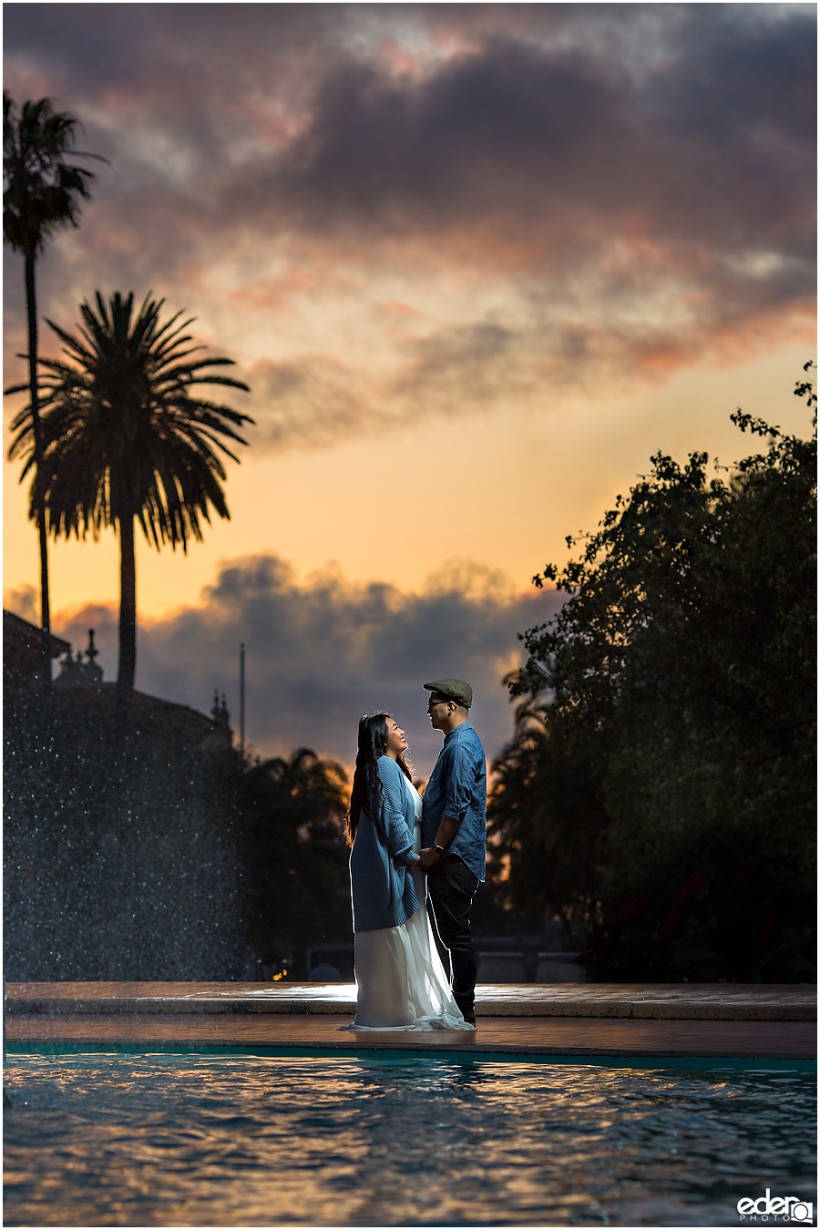 Balboa Park sunset engagement session