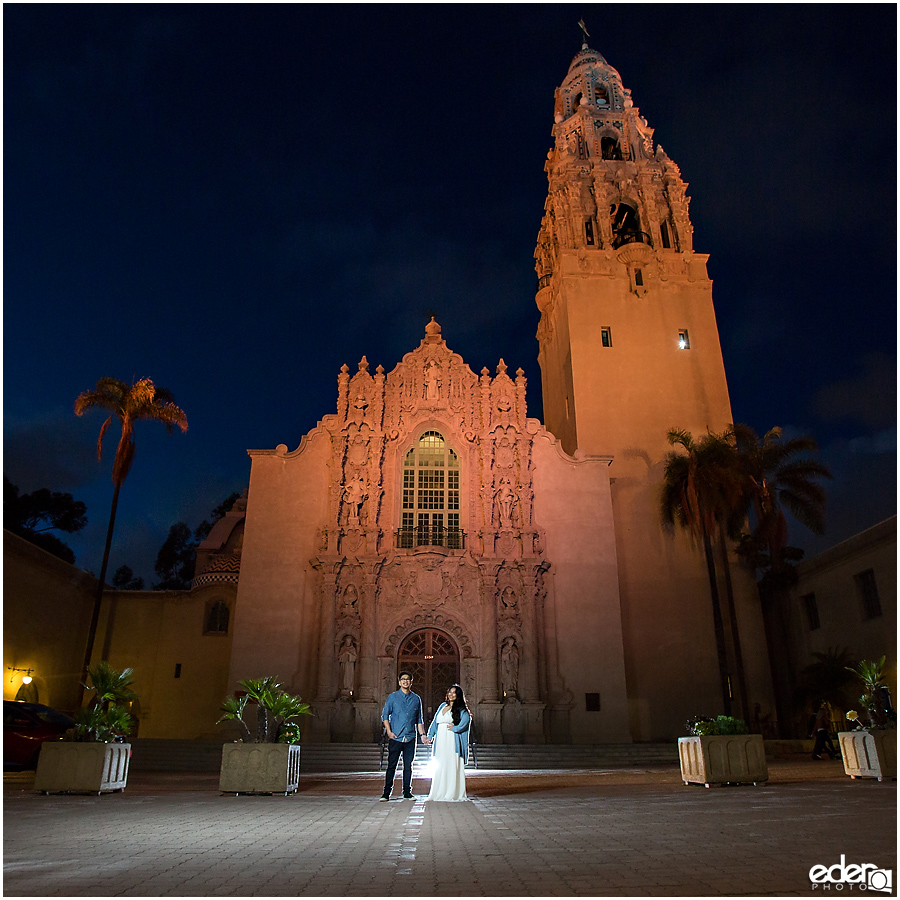 Engagement session in front of California Tower.