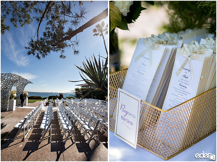 Wedding ceremony details at Tom Ham's Lighthouse