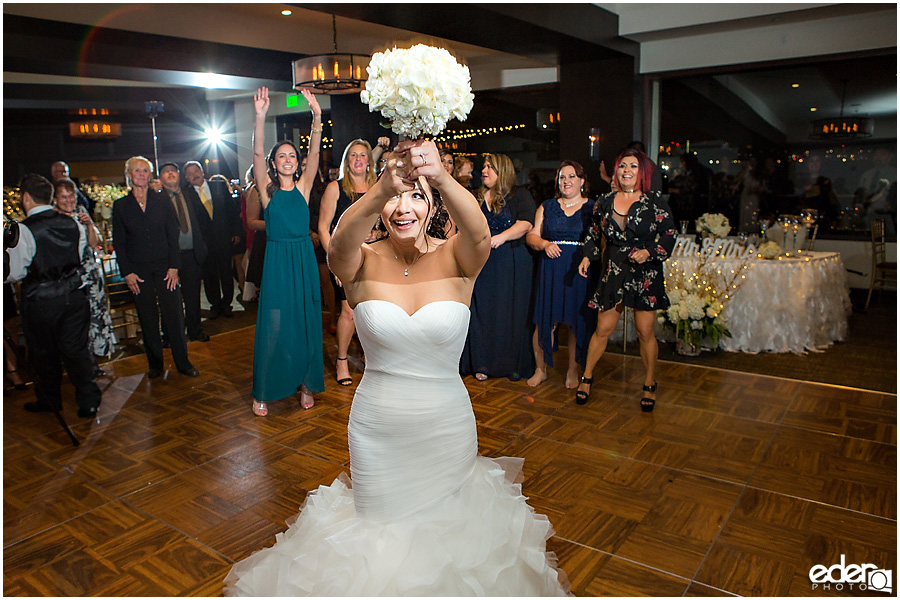 Bouquet toss for Tom Ham's Lighthouse Wedding Photography