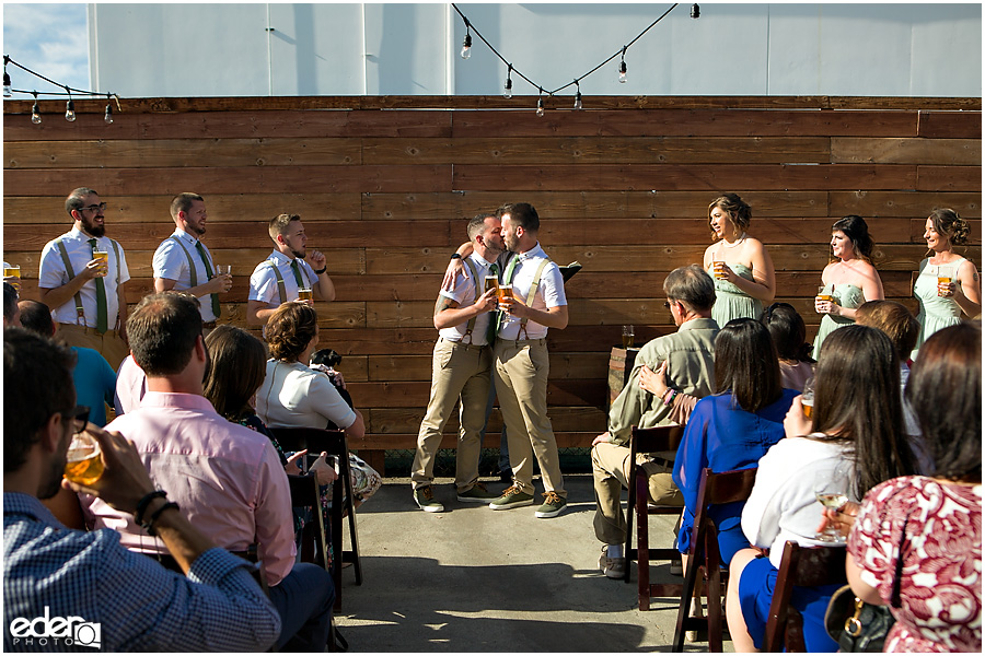 32 North wedding ceremony first kiss