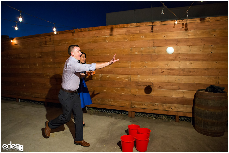 Beer pong at 32 North wedding reception