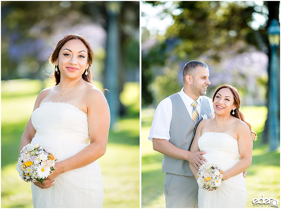 Wedding Portraits at Chula Vista Park on Third Avenue. 