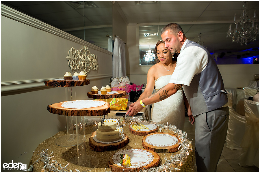 Cake Cutting at wedding reception at Just Java in Chula Vista.