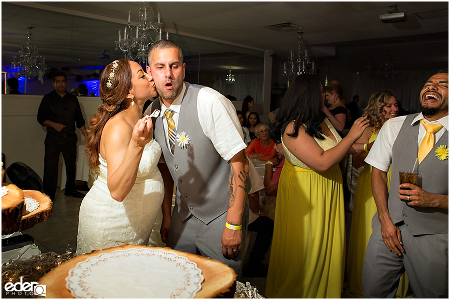 Cake Cutting at wedding reception at Just Java in Chula Vista.