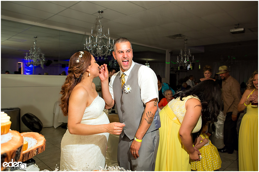 Cake Cutting at wedding reception at Just Java in Chula Vista.