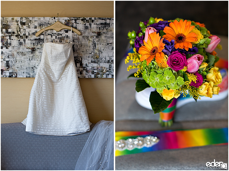 Rainbow wedding bouquet