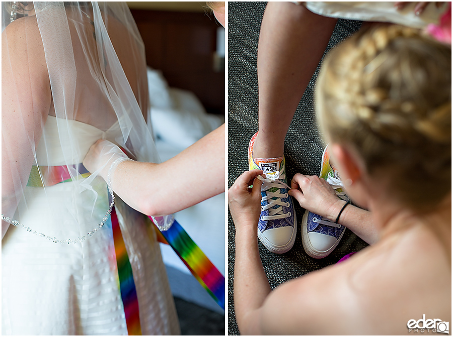 Rainbow wedding sash