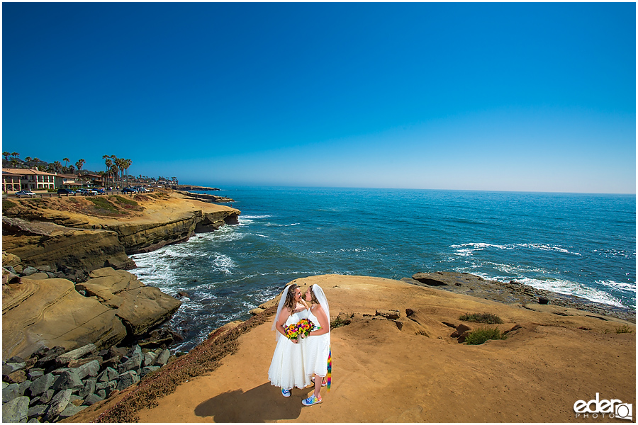 Two brides cliff side wedding