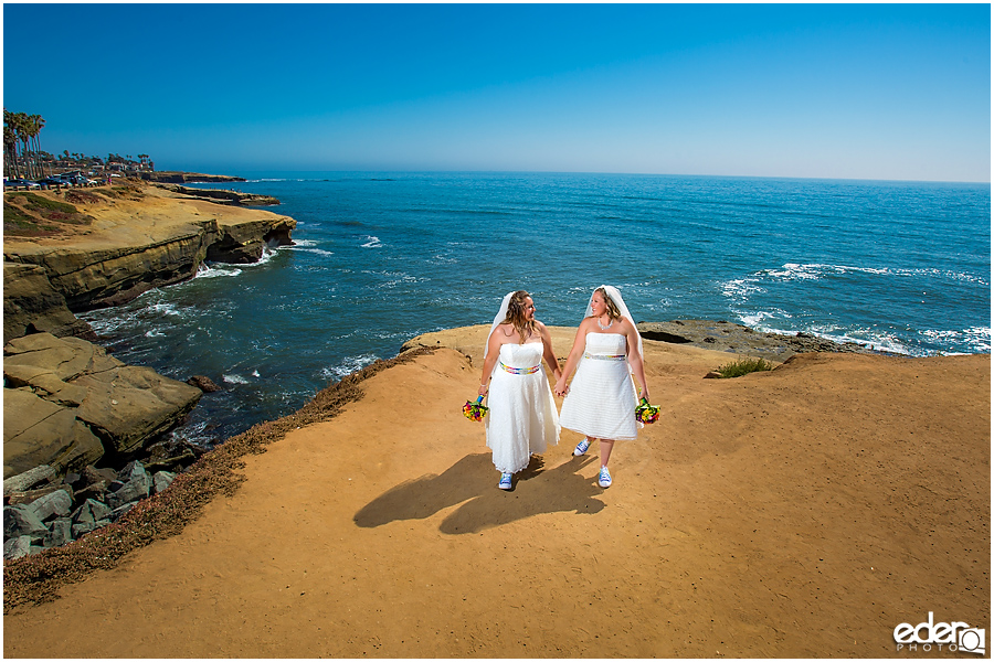Two brides cliff side wedding