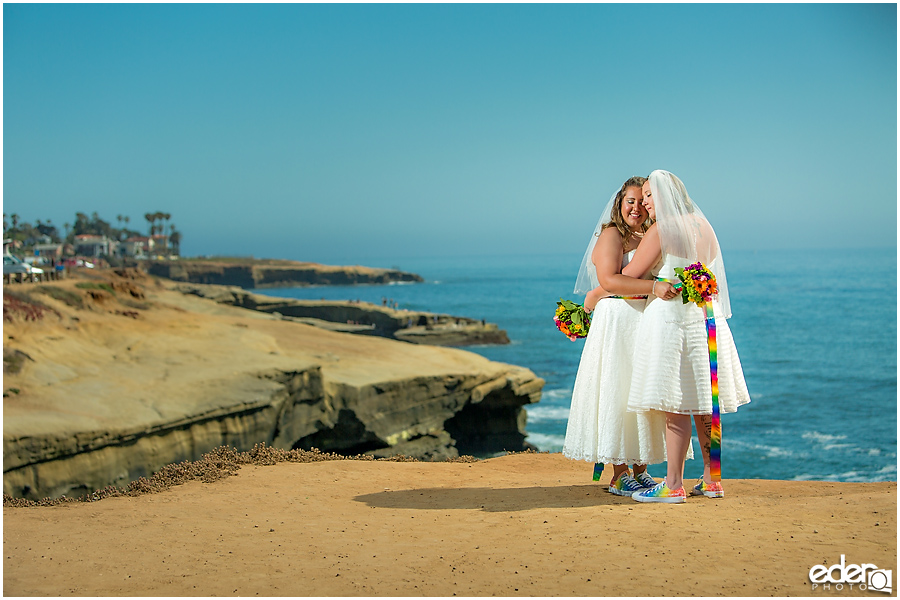 Two brides cliff side wedding