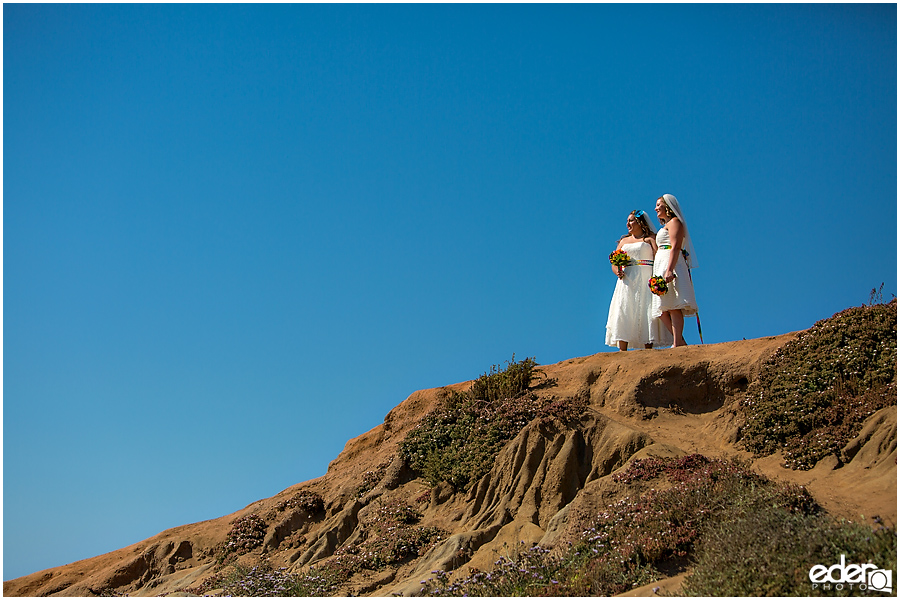 Two brides cliff side wedding