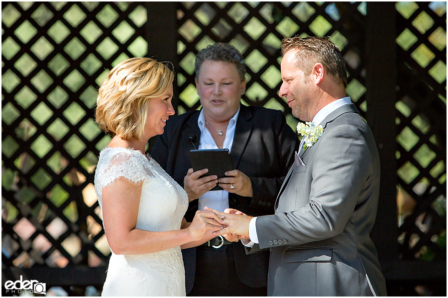 Rancho Bernardo Winery Wedding Wedding Ceremony rings exchanged