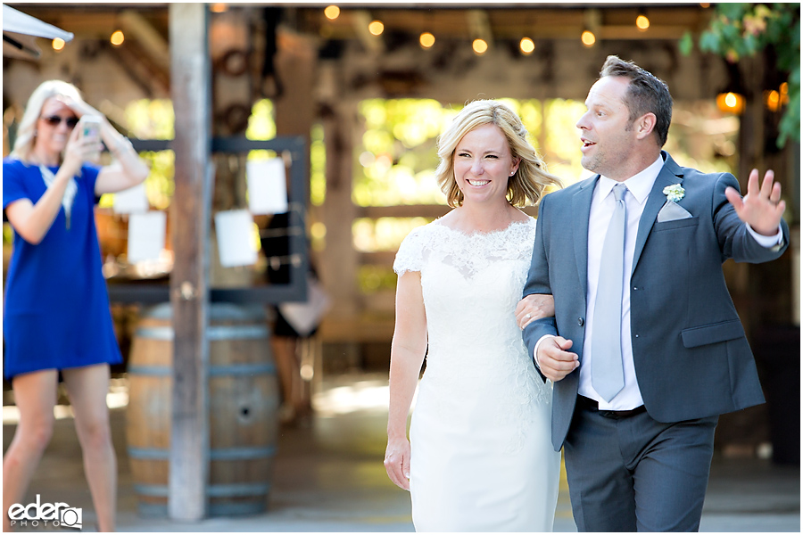 Rancho Bernardo Winery Wedding Reception grand entrance