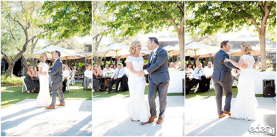 Rancho Bernardo Winery Wedding Reception first dance