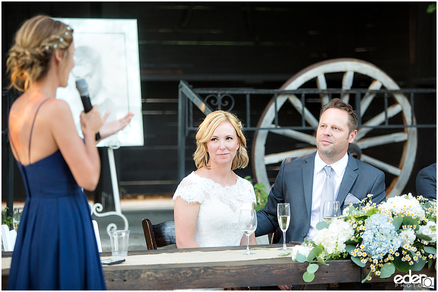 Rancho Bernardo Winery Wedding Reception toasts