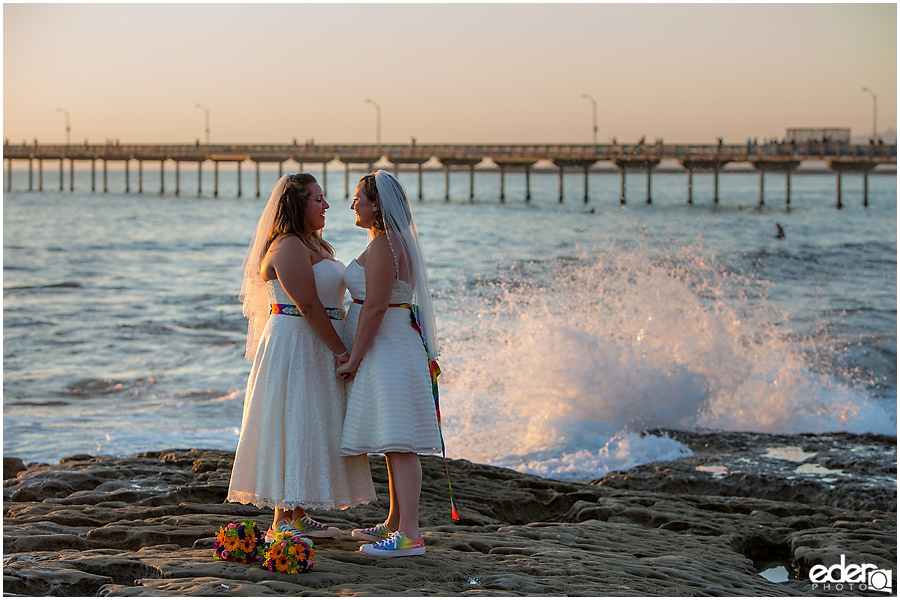 Sunset trash the dress session in Ocean Beach, CA