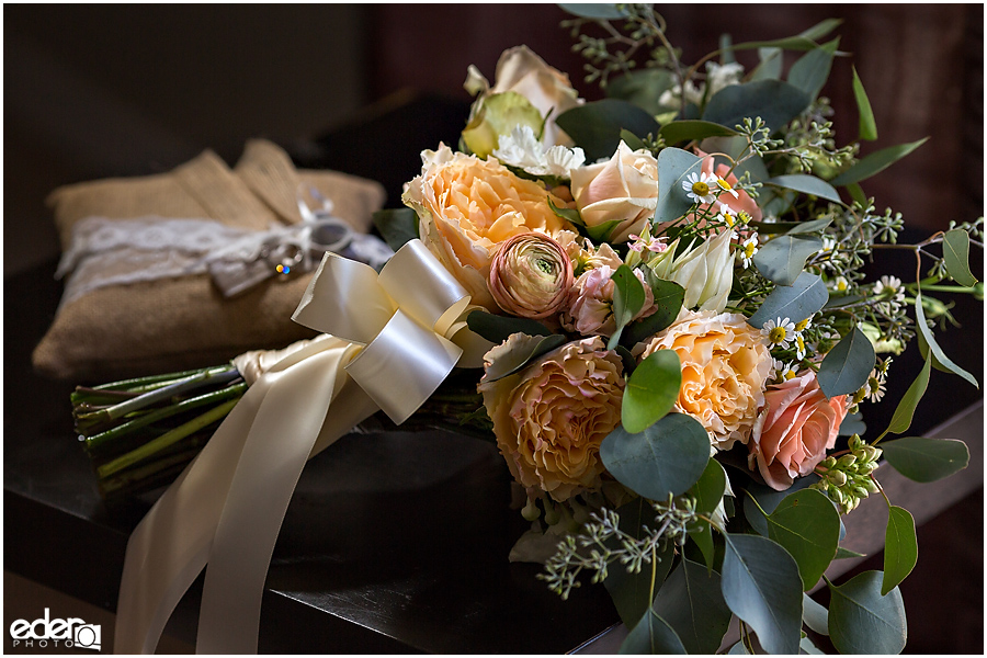 Orange wedding bouquet.