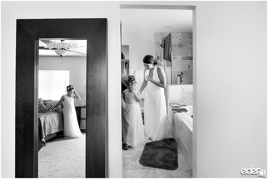 Bride and daughters before wedding.