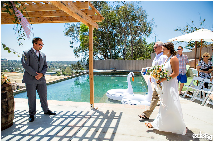 Pool wedding ceremony.