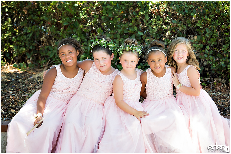 Pool wedding flower girls.