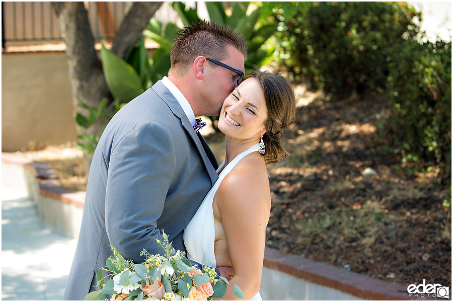 Pool wedding couple portraits.