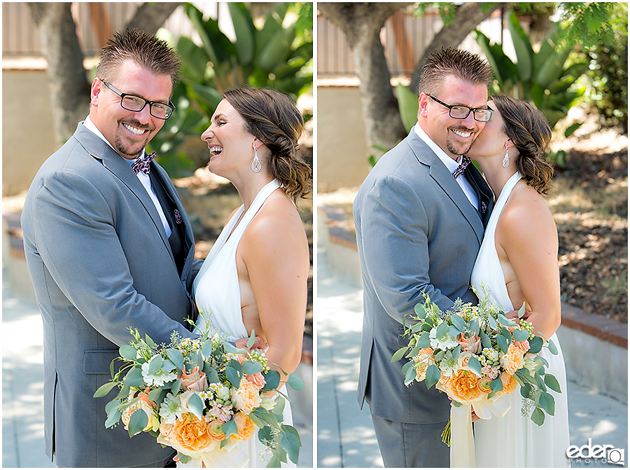 Pool wedding couple portraits.