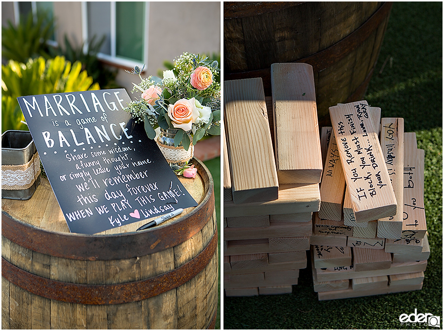 Pool wedding giant jenga.