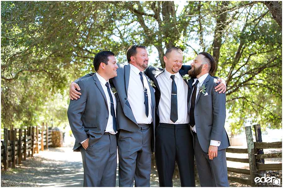 Vineyard Wedding groomsmen portraits.