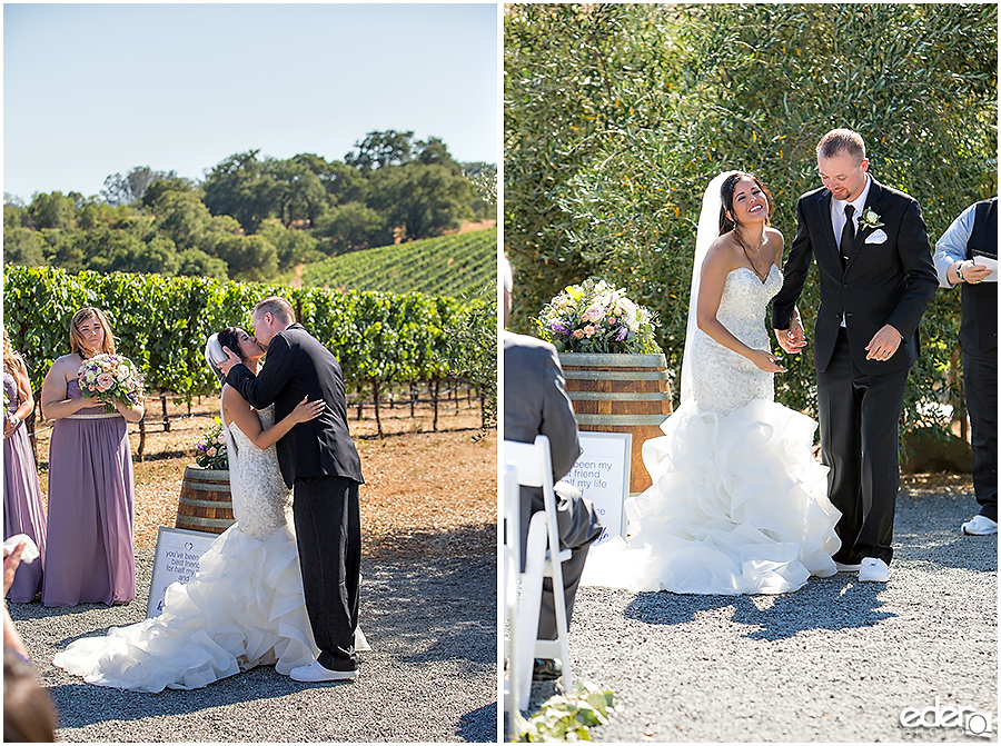 Vineyard Wedding Ceremony kiss