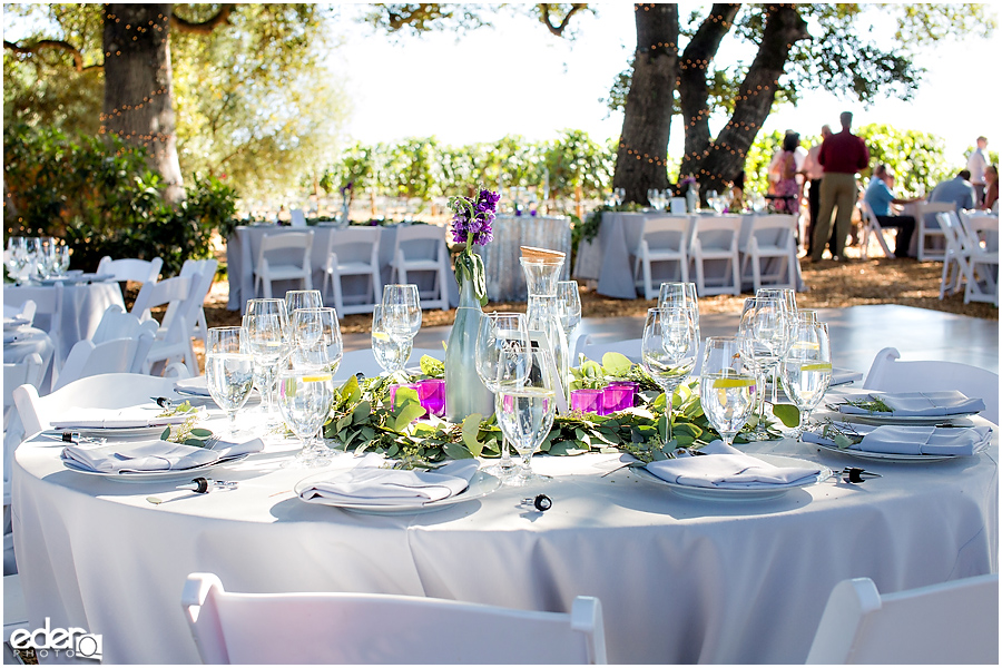 Vineyard Wedding reception details.