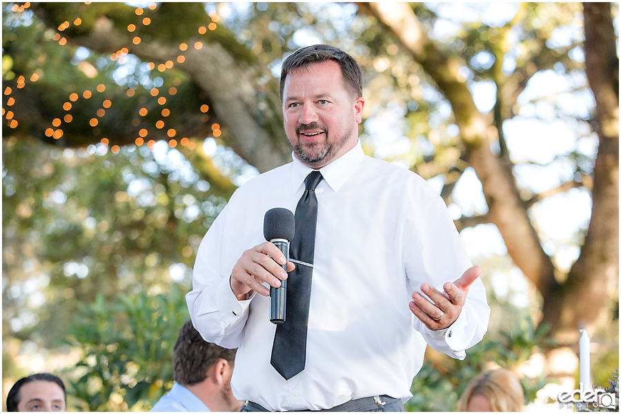 Vineyard Wedding reception toasts.