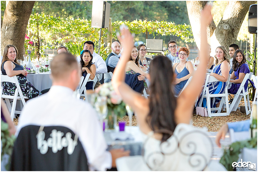 Vineyard Wedding reception toasts.