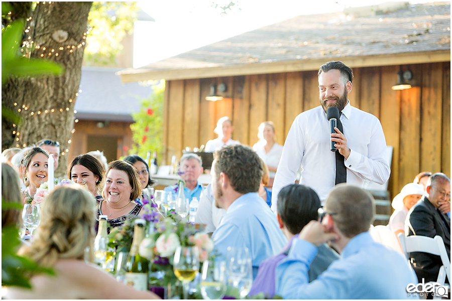 Vineyard Wedding reception toasts.