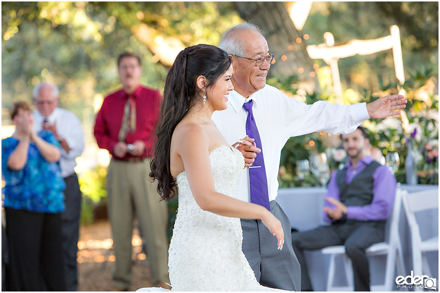 Vineyard Wedding bride and father dancing.