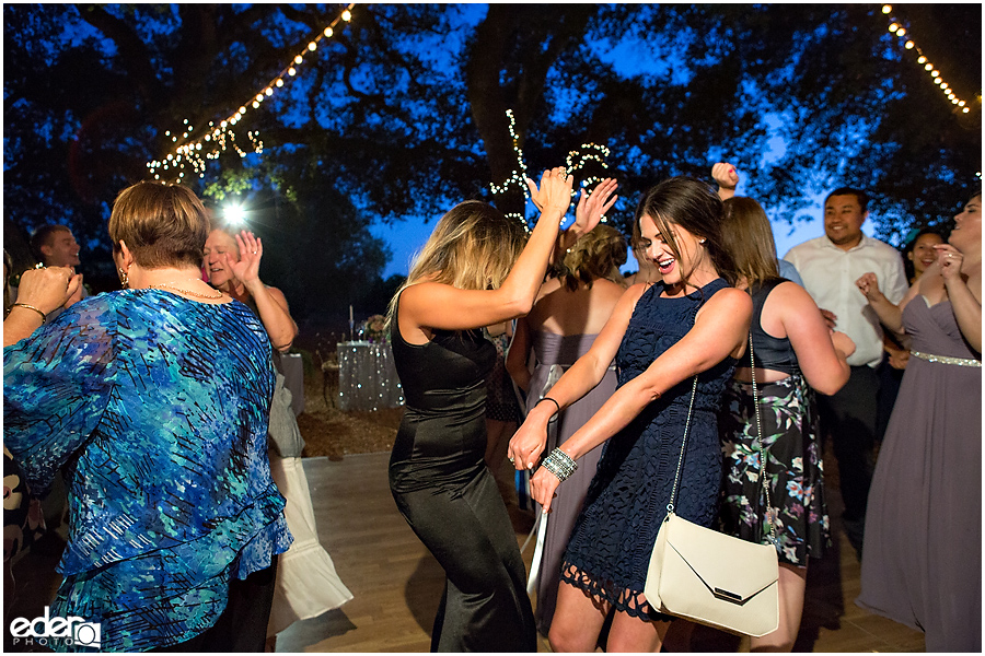 Vineyard Wedding reception dancing.