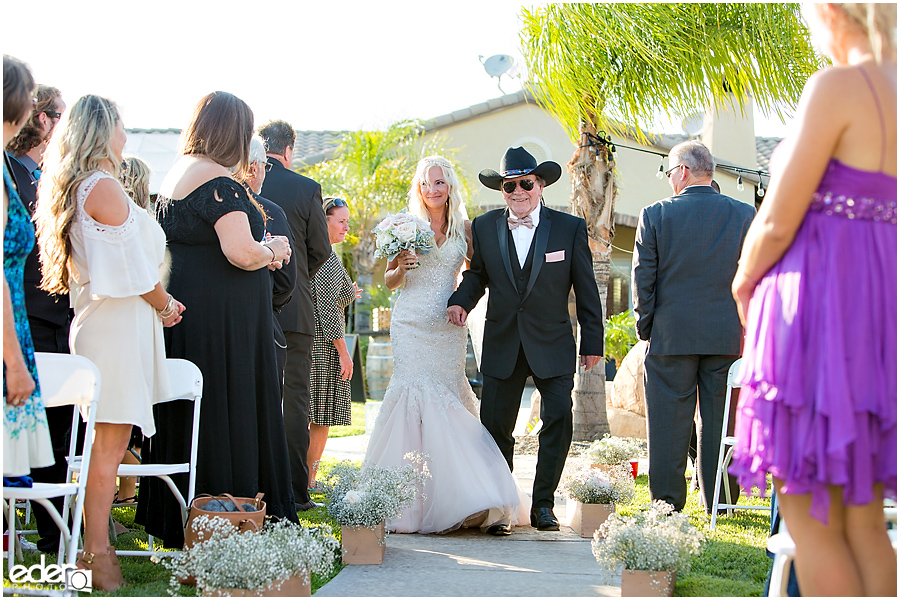 Private Estate Wedding Ceremony: bride and father