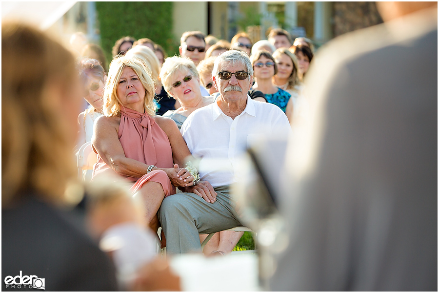 Private Estate Wedding Ceremony: parents watching