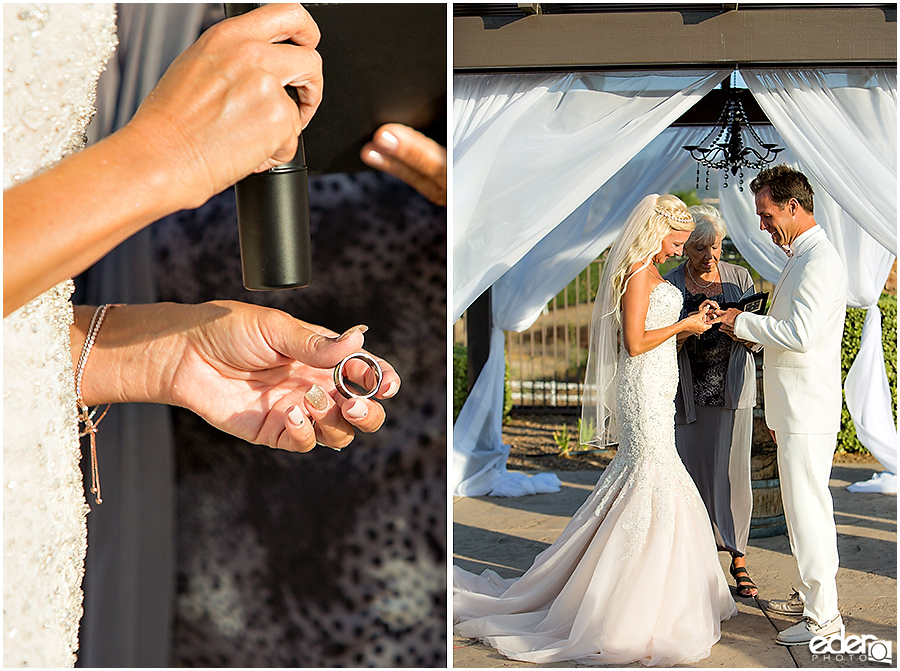 Private Estate Wedding Ceremony: ring exchange