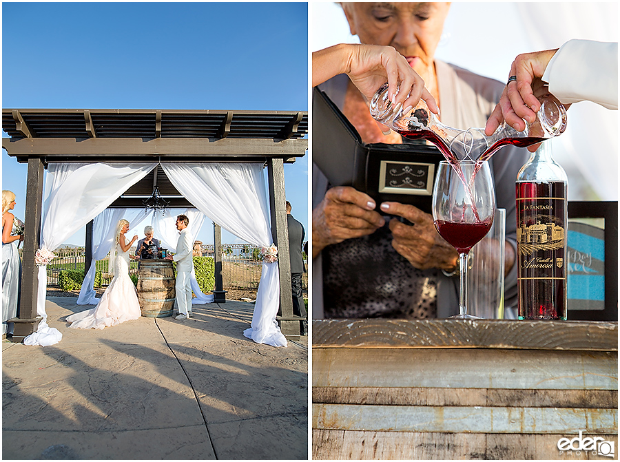 Private Estate Wedding Ceremony: wine mixing