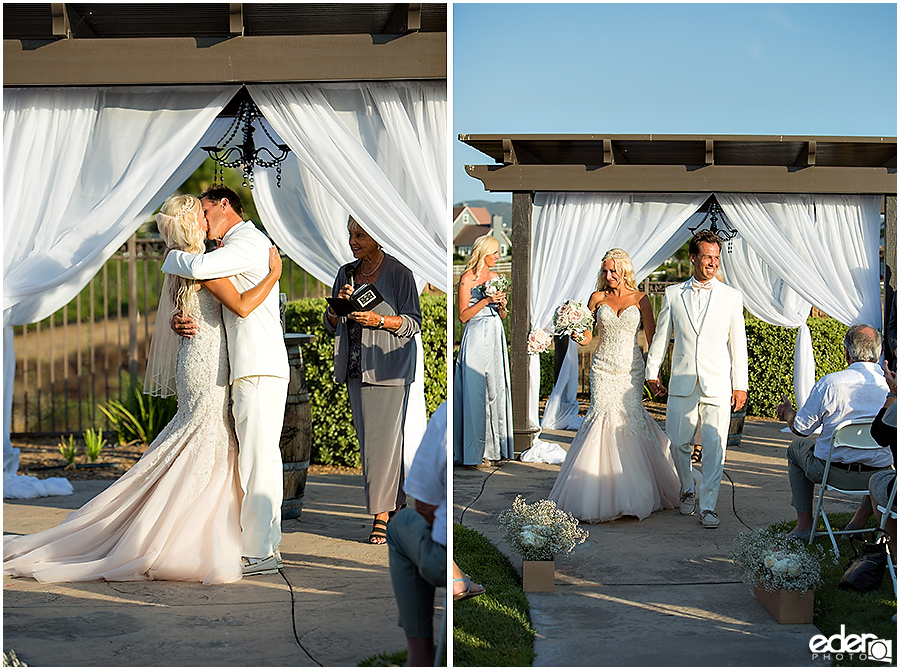 Private Estate Wedding Ceremony: first kiss