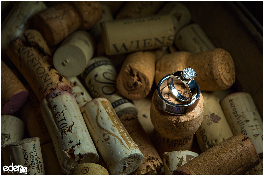 Private Estate Wedding ring photo on wine corks