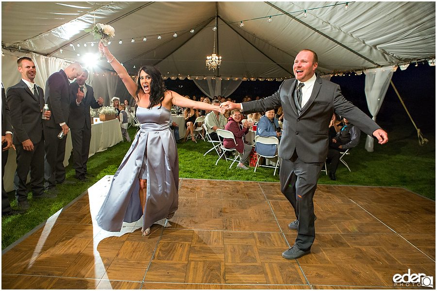 Private Estate Wedding Reception: grand entrance dancing