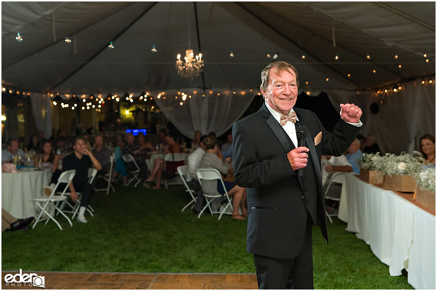 Private Estate Wedding Reception: father of the bride toast