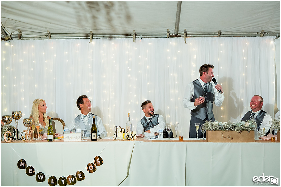 Private Estate Wedding Reception: groomsmen toast