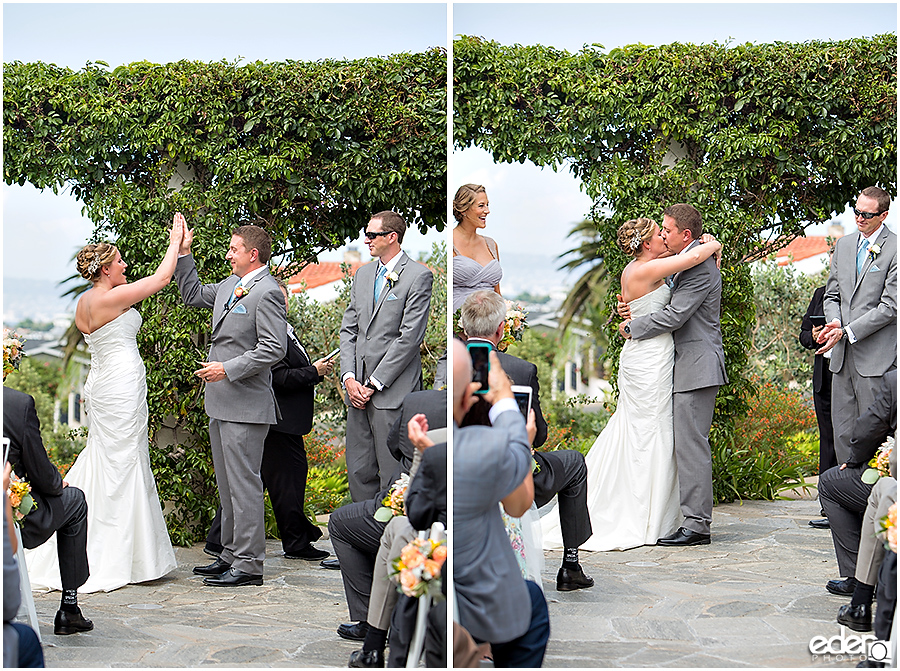 The Thursday Club Wedding - ceremony high five and kiss