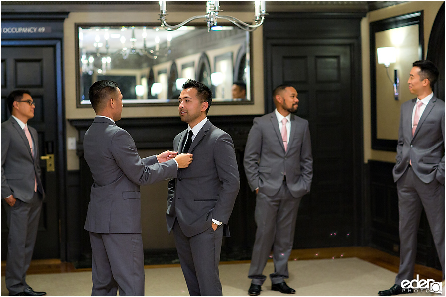 Wedding at The US Grant - photo of groom getting ready.